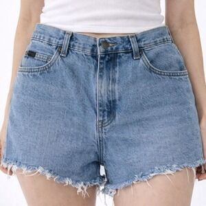 Vtg‎ Lee Distressed Denim Cutoff Shorts Mid Rise Light Wash 90s Jean Cutoffs 28